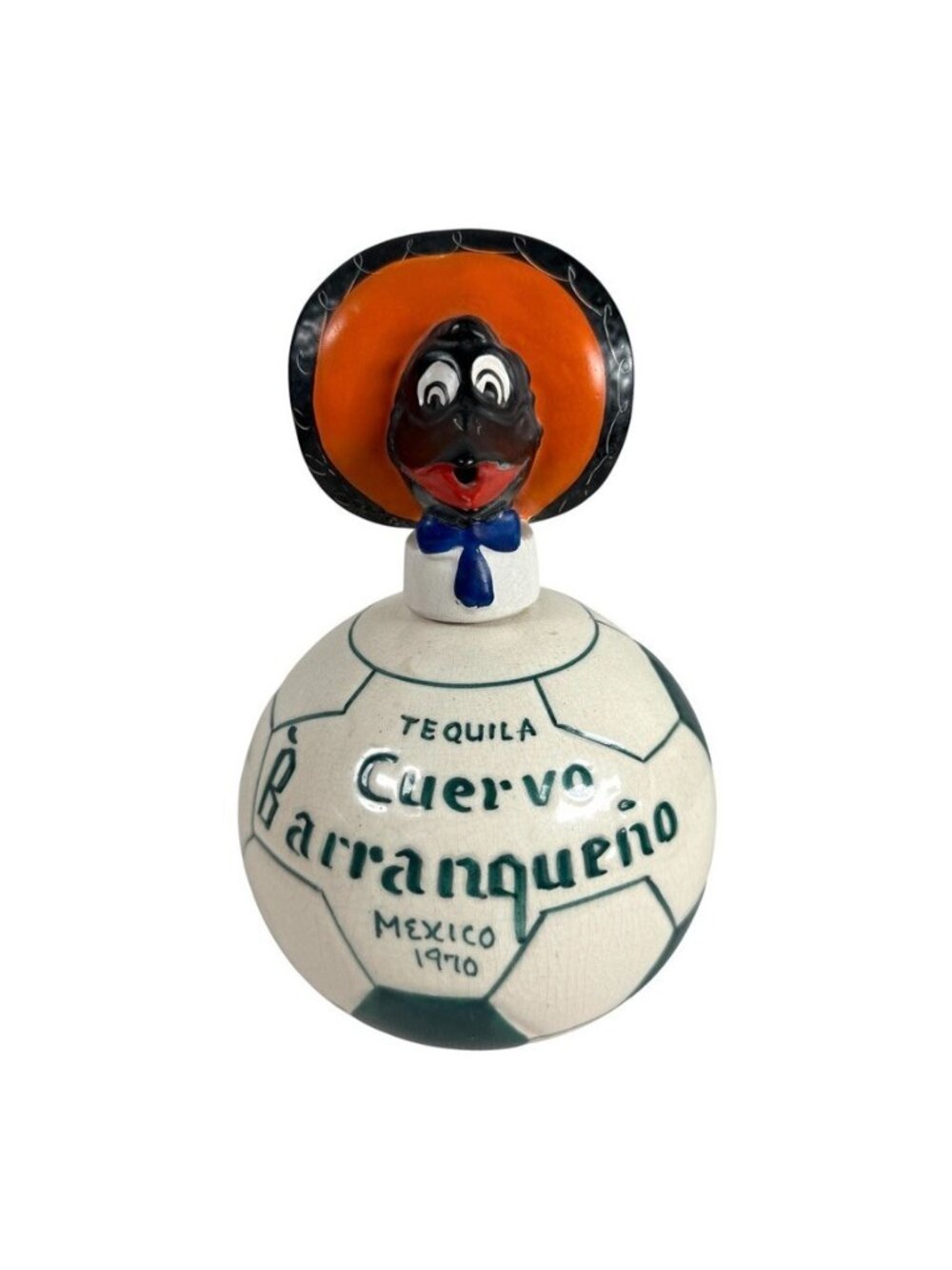 1970 Jose Cuervo Tequila Barrenqueno Soccer Ball EMPTY Decanter Collectible